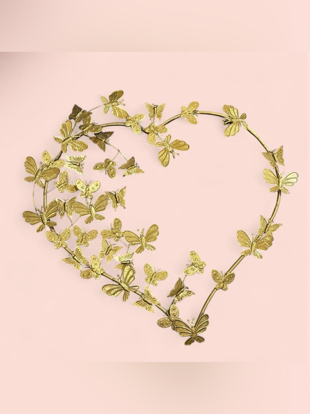Vintage Inspired Gold butterfly Heart Wreath Wall Decor